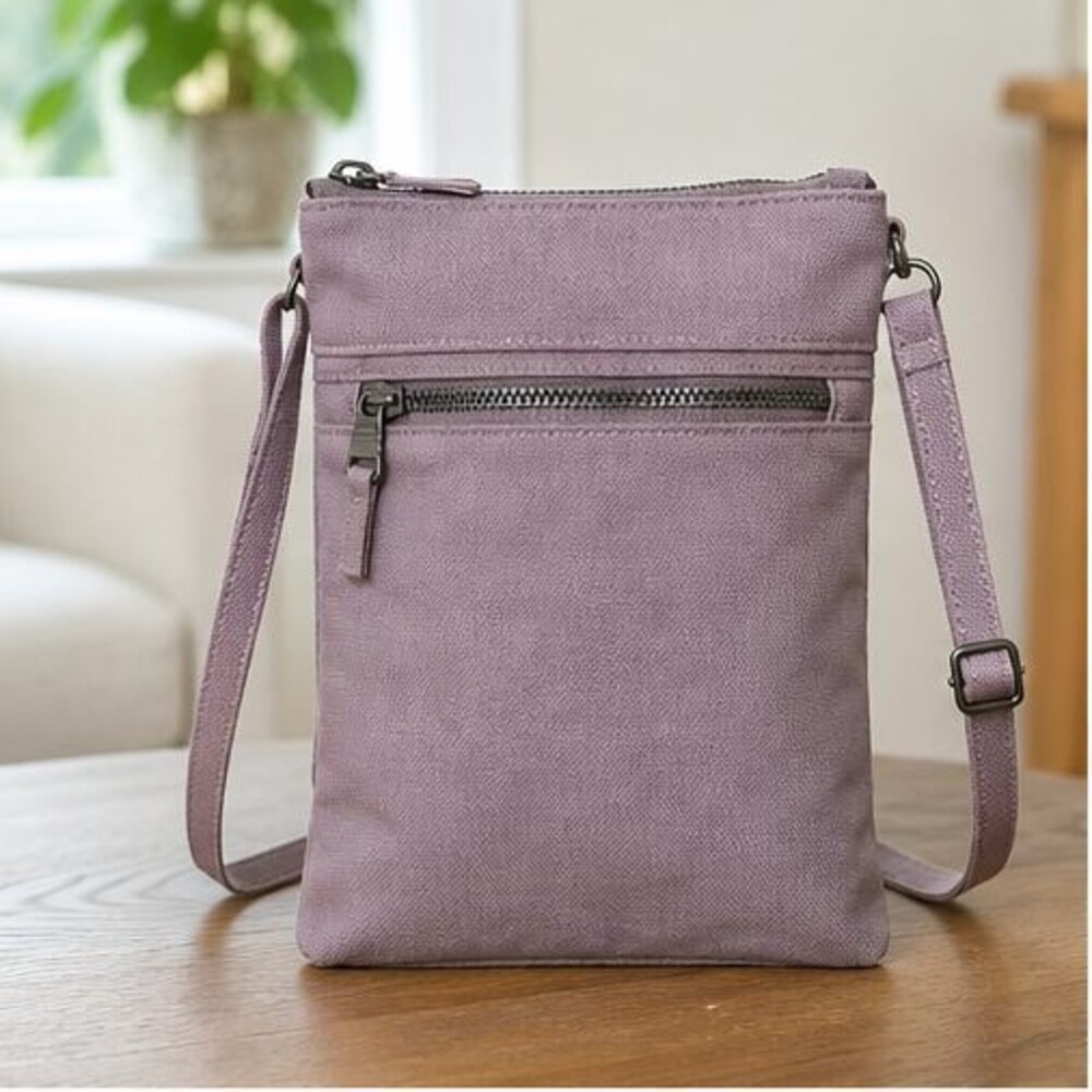 Mauve Canvas Crossbody Bag